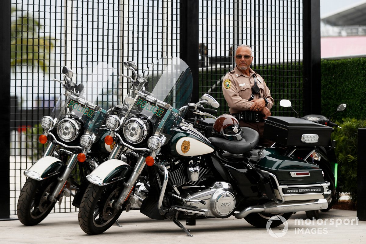 A policeman with motorcycles