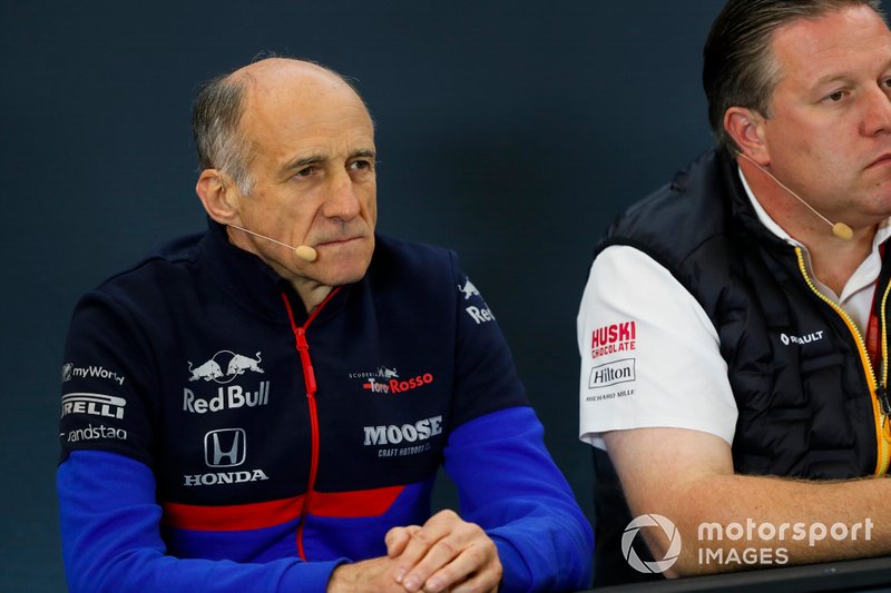 Franz Tost, Team Principal, Toro Rosso, and Zak Brown, Executive Director, McLaren