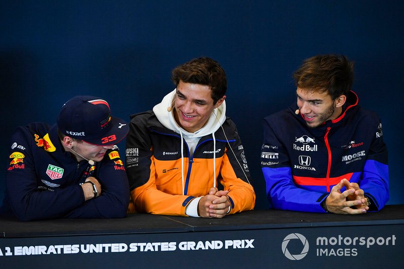 Press conference, Max Verstappen, Red Bull Racing, Lando Norris, McLaren and Pierre Gasly, Toro Rosso 