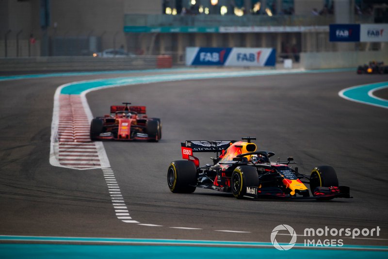 Max Verstappen, Red Bull Racing RB15, leads Sebastian Vettel, Ferrari SF90