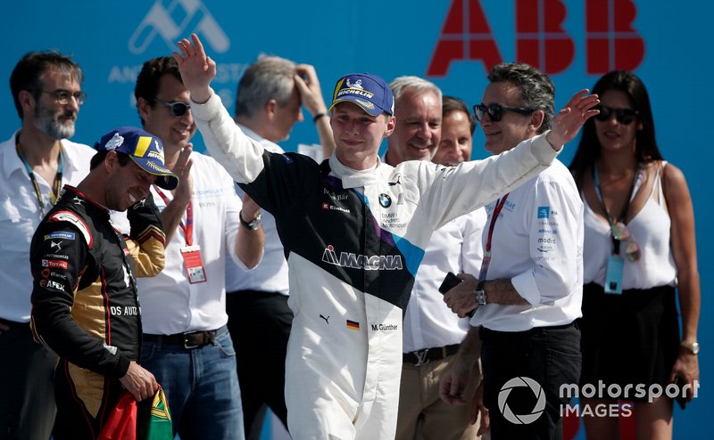 Race winner Maximilian Günther, BMW I Andretti Motorsports celebrates on the podium