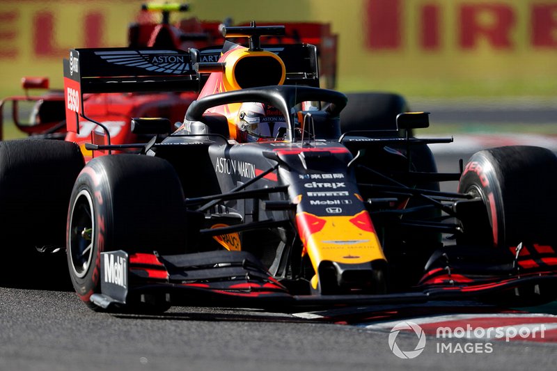 Max Verstappen, Red Bull Racing RB15, leads Charles Leclerc, Ferrari SF90