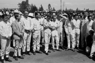 Moses Solana, Cooper, Innes Ireland, Bernard White Racing, Dan Gurney, Eagle, Jack Brabham, Brabham, Jo Siffert, Cooper, Richie Ginther, Honda, Peter Arundell, Lotus, Ronnie Bucknum, Honda, Bruce McLaren, McLaren, Joakim Bonnier, Cooper, Pedro Rodriguez, Lotus, al GP del Messico del 1966