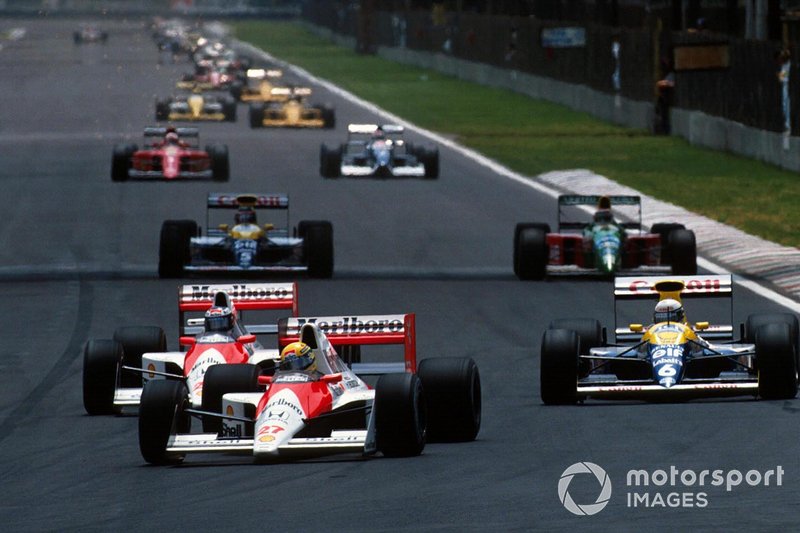 Ayrton Senna, McLaren, Gerhard Berger, McLaren, Ricardo Patrese, Williams