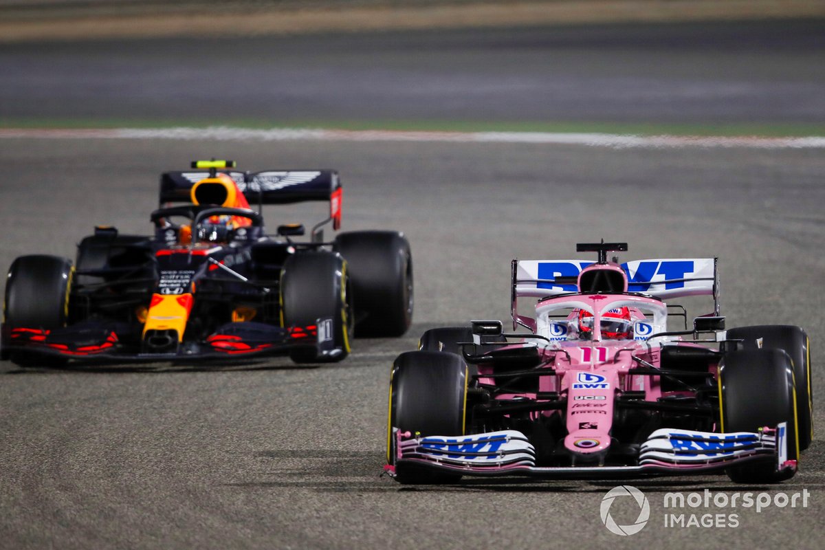 Sergio Pérez, Racing Point RP20, Alex Albon, Red Bull Racing RB16