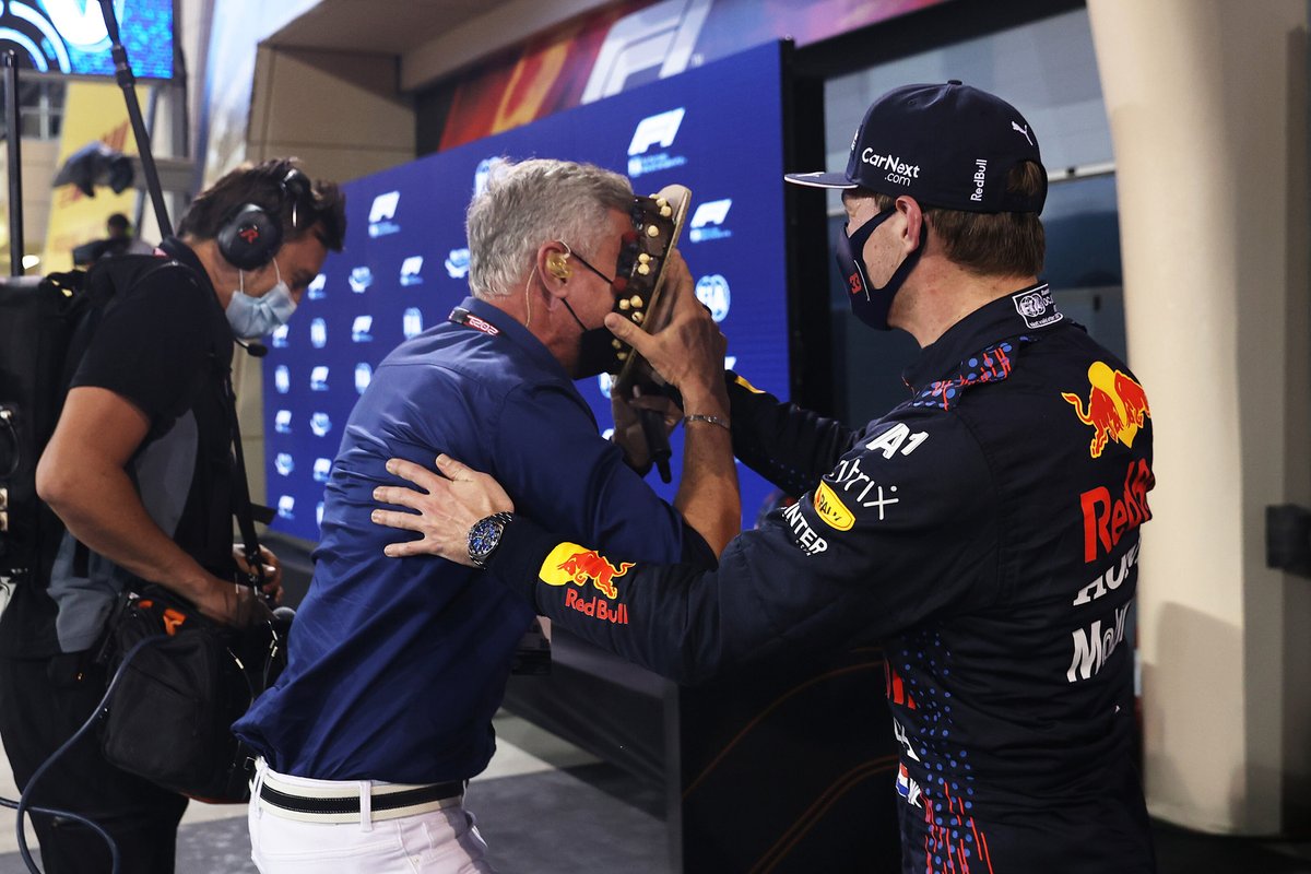 Polesitter Max Verstappen, Red Bull Racing with David Coulthard