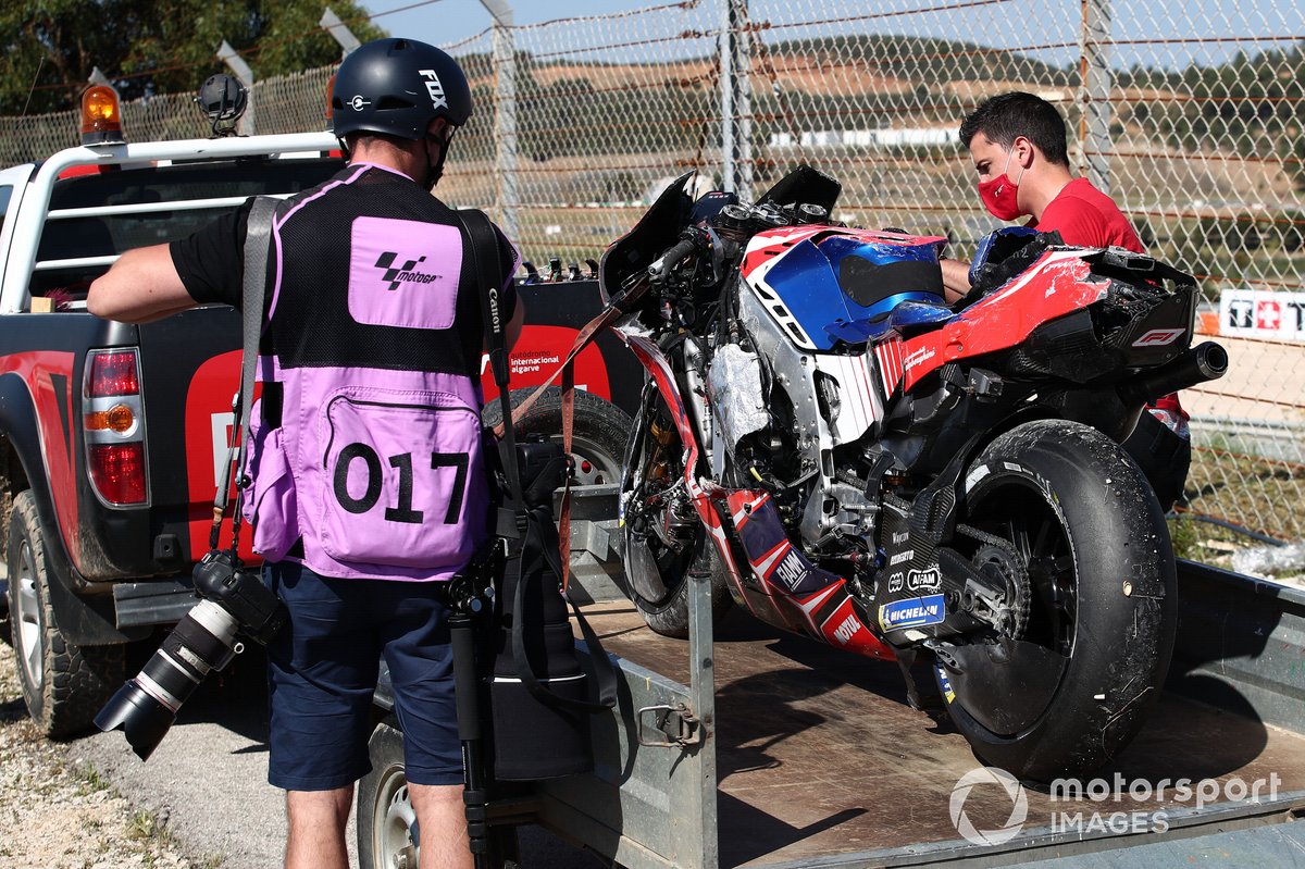 Jorge Martin, Pramac Racing crashed bike