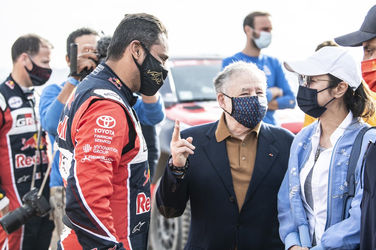 #301 Toyota Gazoo Racing: Nasser Al-Attiyah with FIA president Jean Todt