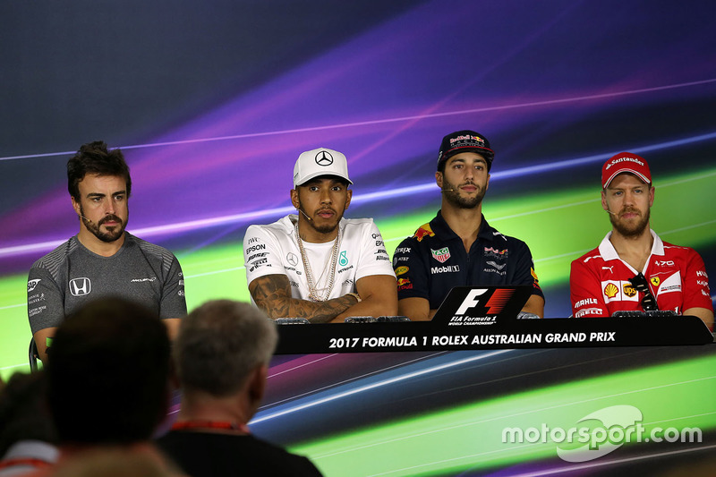 Fernando Alonso, Lewis Hamilton, Daniel Ricciardo, Sebastian Vettel