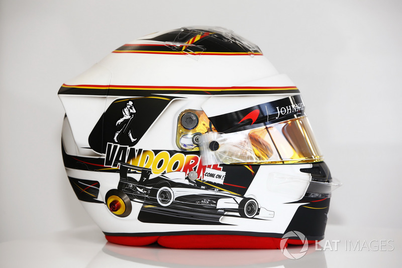 Casque spécial de Stoffel Vandoorne, McLaren, pour son GP à domicile