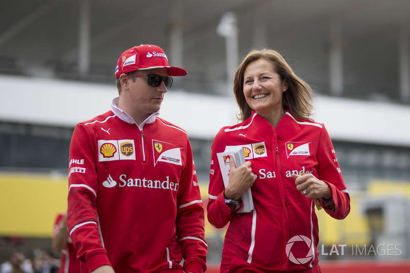 Kimi Raikkonen, Ferrari and Stefania Bocchi, Ferrari Press Officer