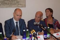 Daniele Frongia, assessore sport Roma Capitale, il Presidente dell'Aci Angelo Sticchi Damiani e il P