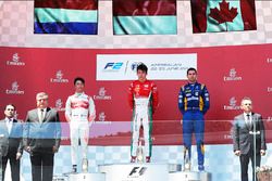 Podium: race winner Charles Leclerc, PREMA Powerteam, second place Nyck De Vries, Rapax, third place Nicholas Latifi, DAMS