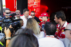 Charles Leclerc, Ferrari, talking to press