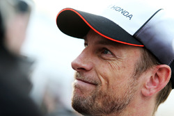 Jenson Button, McLaren with the media