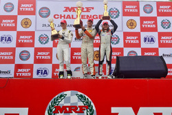 Podium: winner Alessio Picariello, second place Mick Schumacher, third place Tatiana Calderon
