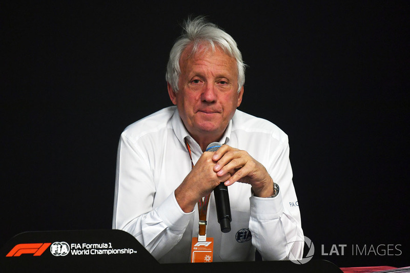 Charlie Whiting, FIA Delegate in a Press Conference