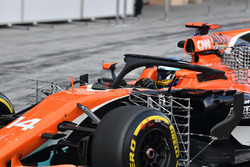 Fernando Alonso, McLaren MCL32, aero sensors and halo