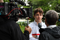 Charles Leclerc, Sauber talks with the media