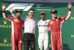Podium: race winner Lewis Hamilton, Mercedes AMG F1, second place Sebastian Vettel, Ferrari, third place Kimi Raikkonen, Ferrari