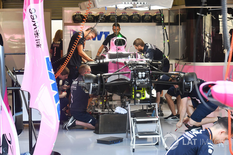 Force India VJM11 in the garage