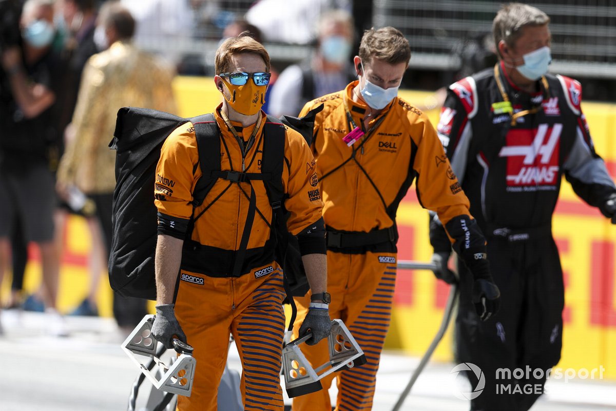 McLaren mechanics on the grid