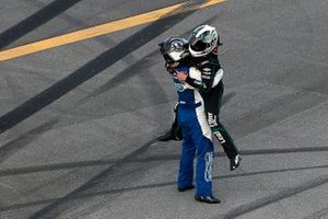 Race Winner Justin Haley, Kaulig Racing, Chevrolet Camaro celebrates his victory with A.J. Allmendinger, Kaulig Racing, Chevrolet Camaro