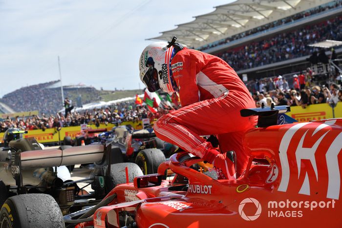 Sebastian Vettel, Ferrari SF71H en Parc Ferme 