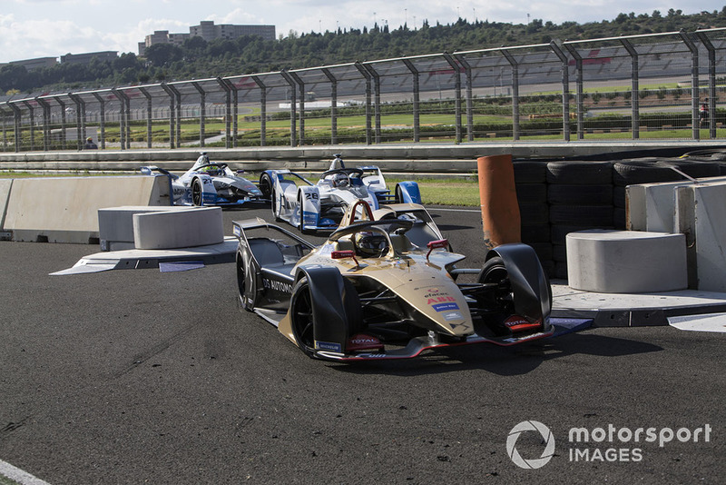 Jean-Eric Vergne, DS TECHEETAH, DS E-Tense FE19, Alexander Sims BMW I Andretti Motorsports, BMW iFE.18 dan Antonio Felix da Costa, BMW I Andretti Motorsports, BMW iFE.18