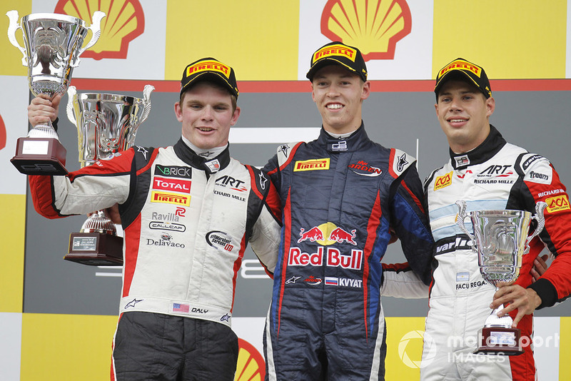 Podium: race winner Daniil Kvyat, MW Arden, second place Conor Daly, ART Grand Prix, third place Facu Regalia, ART Grand Prix