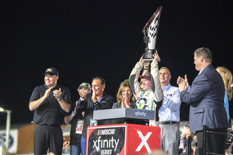 Tyler Reddick driver of the #9 JR Motorsports BurgerFi Chevrolet Camaro wins the Ford EcoBoost 300 and the Xfinity championship.