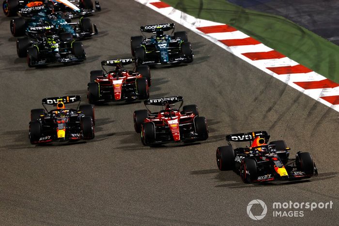 Max Verstappen, Red Bull Racing RB19, Charles Leclerc, Ferrari SF-23, Sergio Pérez, Red Bull Racing RB19, Carlos Sainz, Ferrari SF-23, Fernando Alonso, Aston Martin AMR23