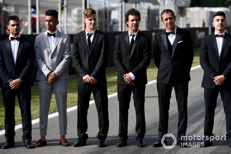 Miguel Oliveira, Hafizh Syahrin, Red Bull KTM Tech 3, Fabio Quartararo, Petronas Yamaha SRT, Franco Morbidelli, Petronas Yamaha SRT, Valentino Rossi, Yamaha Factory Racing