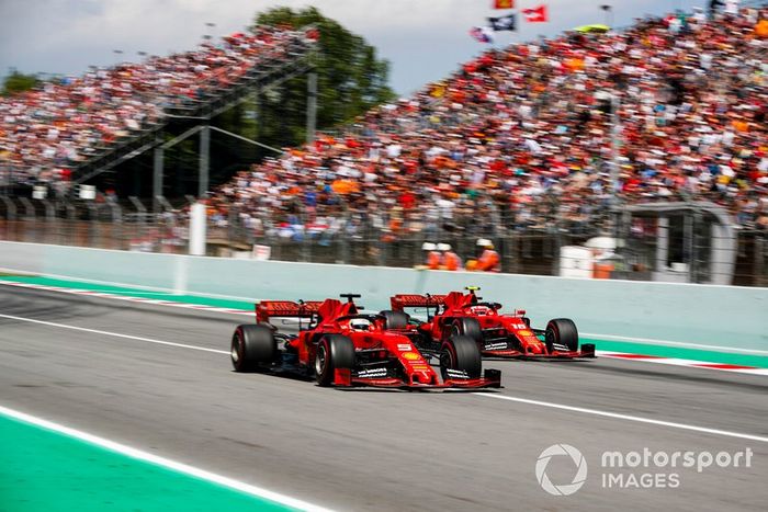 Sebastian Vettel, Ferrari SF90 y Charles Leclerc, Ferrari SF90