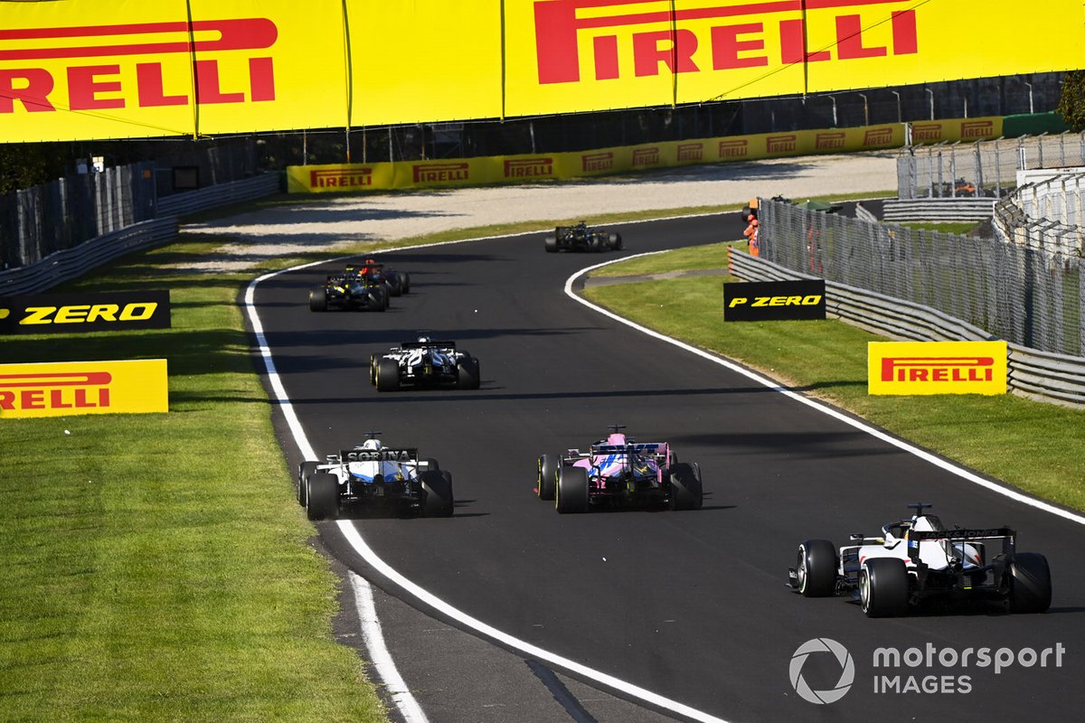 Daniil Kvyat, AlphaTauri AT01, George Russell, Williams FW43, Sergio Pérez, Racing Point RP20, Romain Grosjean, Haas VF-20