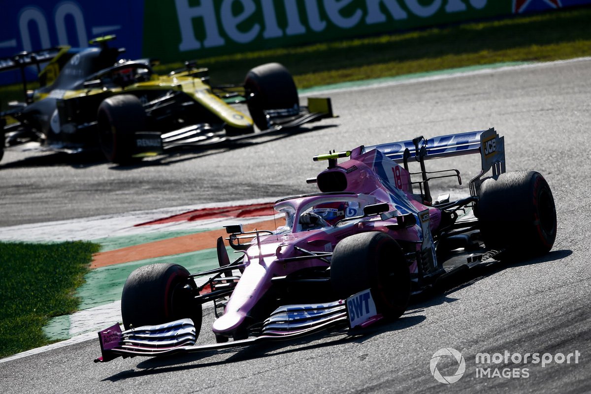 Lance Stroll, Racing Point RP20, Esteban Ocon, Renault F1 Team R.S.20