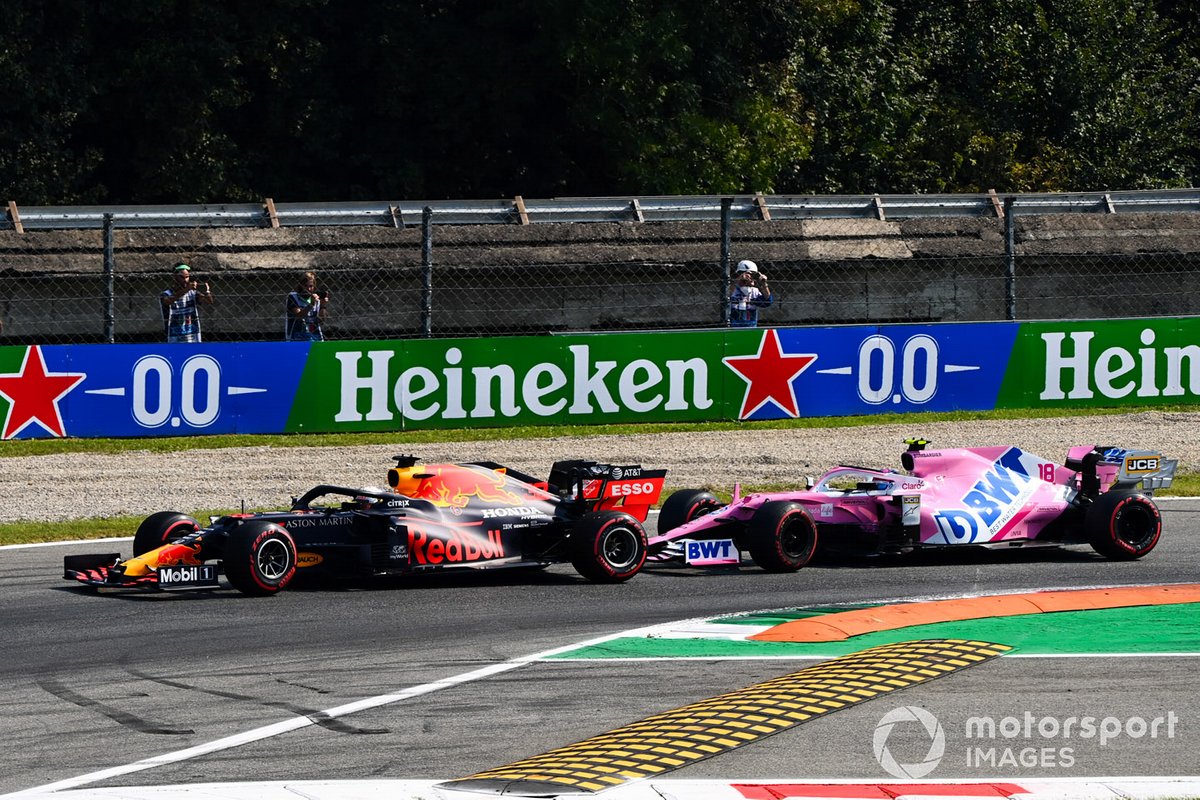 Max Verstappen, Red Bull Racing RB16 Lance Stroll, Racing Point RP20