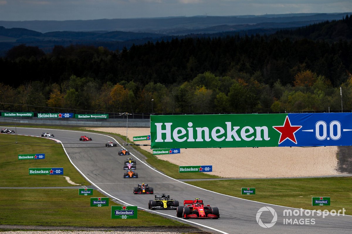 Charles Leclerc, Ferrari SF1000, Daniel Ricciardo, Renault F1 Team R.S.20, Alex Albon, Red Bull Racing RB16, e Lando Norris, McLaren MCL35