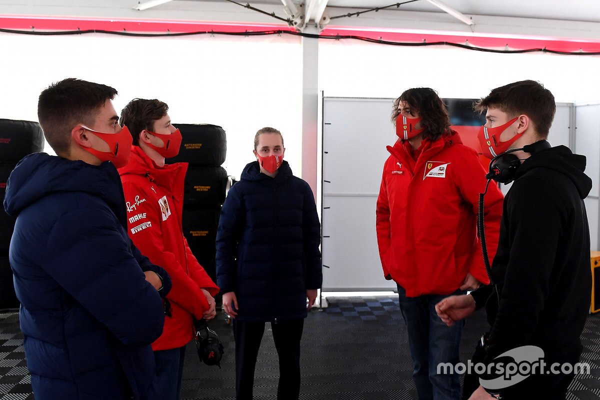 Arthur Leclerc, Maya Weug, Callum Ilott, Marco Matassa, head of the Ferrari Driver Academy 