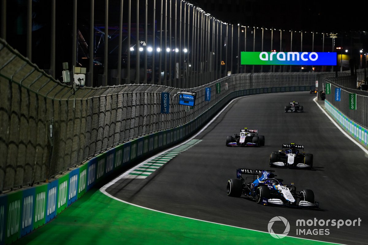 George Russell, Williams FW43B, Nicholas Latifi, Williams FW43B, Mick Schumacher, Haas VF-21