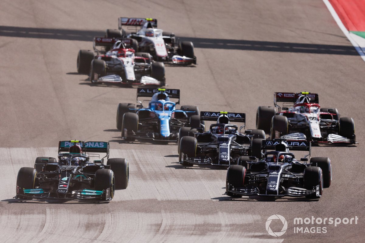 Valtteri Bottas, Mercedes W12, Yuki Tsunoda, AlphaTauri AT02, Pierre Gasly, AlphaTauri AT02, Esteban Ocon, Alpine A521