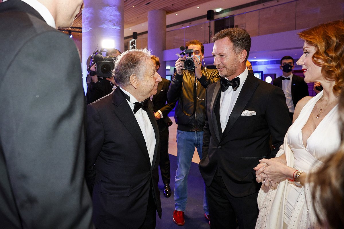 Jean Todt, FIA voorzitter met Christian Horner, Red Bull Racing