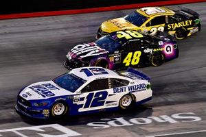 Ryan Blaney, Team Penske, Ford Mustang Dent Wizard, Jimmie Johnson, Hendrick Motorsports, Chevrolet Camaro Ally, and Erik Jones, Joe Gibbs Racing, Toyota Camry STANLEY