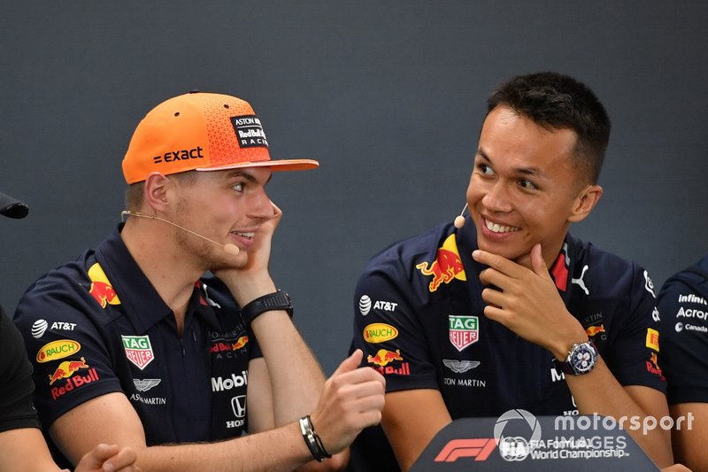 Max Verstappen, Red Bull Racing, and Alexander Albon, Red Bull