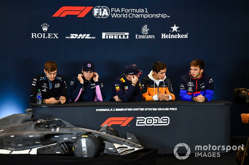 Press conference, George Russell, Williams Racing, Lance Stroll, Racing Point, Max Verstappen, Red Bull Racing, Lando Norris, McLaren and Pierre Gasly, Toro Rosso