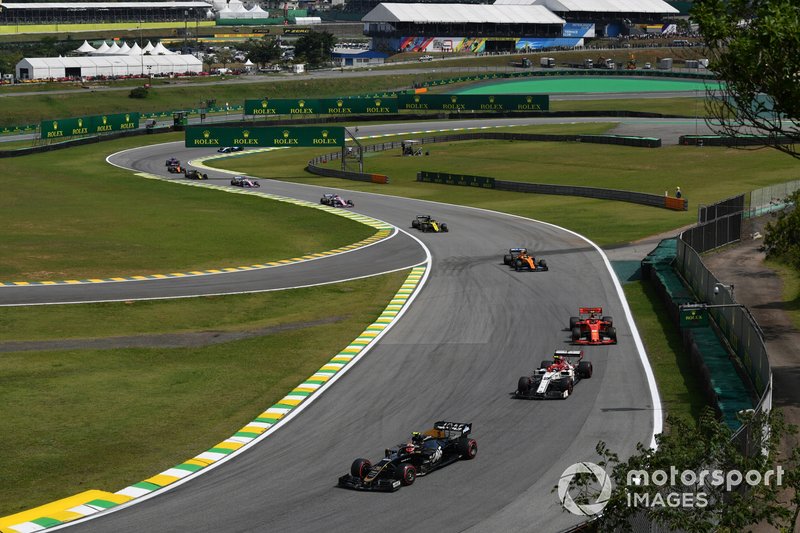 Kevin Magnussen, Haas F1 Team VF-19, Antonio Giovinazzi, Alfa Romeo Racing C38, Charles Leclerc, Ferrari SF90, y Lando Norris, McLaren MCL34