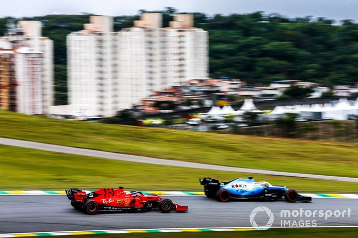 George Russell, Williams Racing FW42, Sebastian Vettel, Ferrari SF90