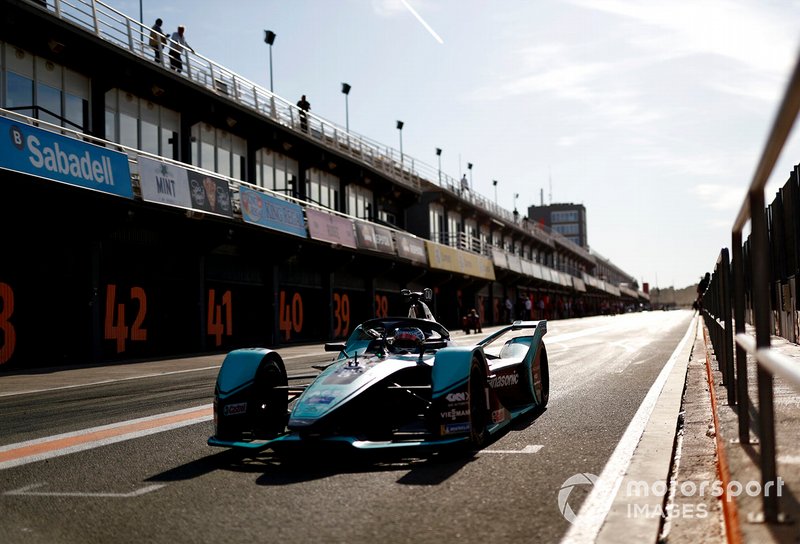 James Calado, Jaguar Racing, Jaguar I-Type 4 exits the pit lane