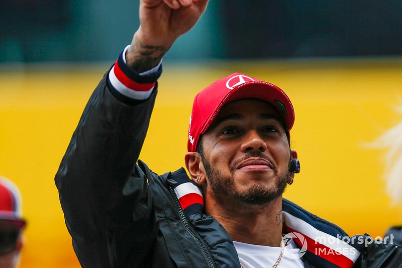 Lewis Hamilton, Mercedes AMG F1, in the drivers parade