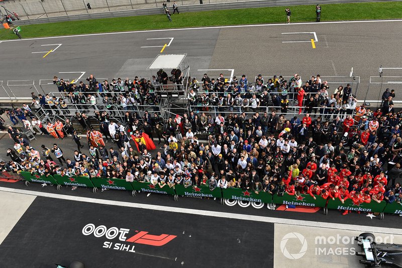 Team members gathered for the podium ceremony